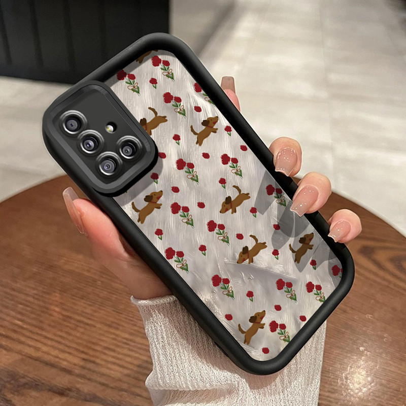 Casing Hp Samsung Galaxy A51 M40s Case hp ponsel pola anjing Casing bunga rusak paket penuh Kesing a