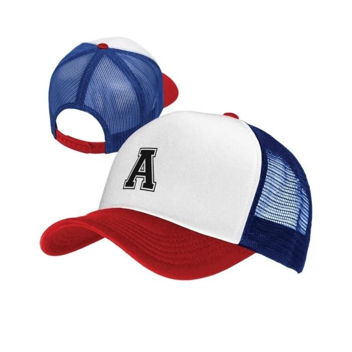 Topi Trucker Jaring Distro Inisial Nama Kamu Bebas Polos Custom Huruf Cod Dan Best Seller
