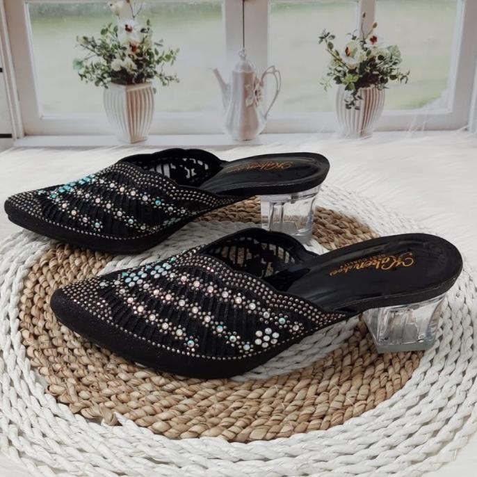 Sandal Pesta Wanita Mewah Upper Import Hak Kaca Yd-023