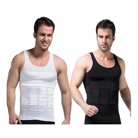 Mens Slimming Body Shaper Tank Top kaos Korset Pelangsing Perut Pria