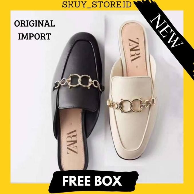 Sepatu Wanita Zara Flat Mules Original Branded Shoes Terbaru Fr152