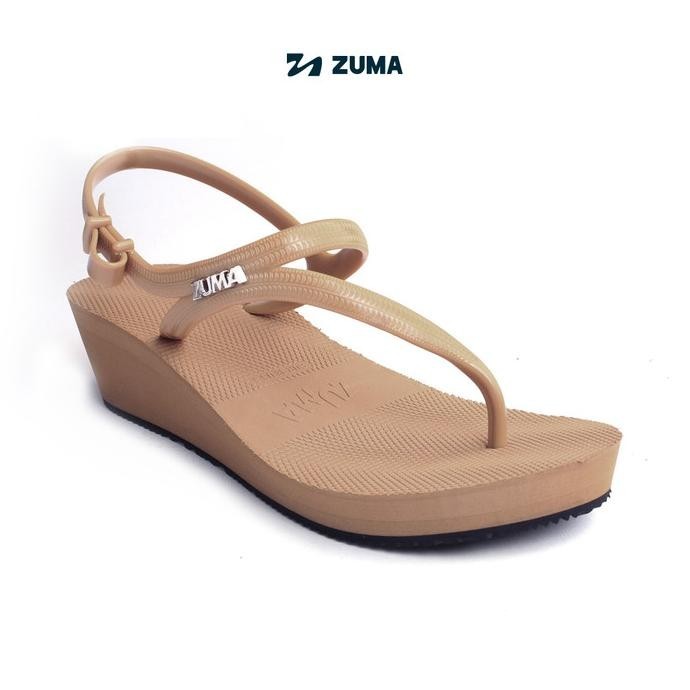 Zuma Women Freya 3 Brownie, Sandal Jepit Wanita Wedges Karet