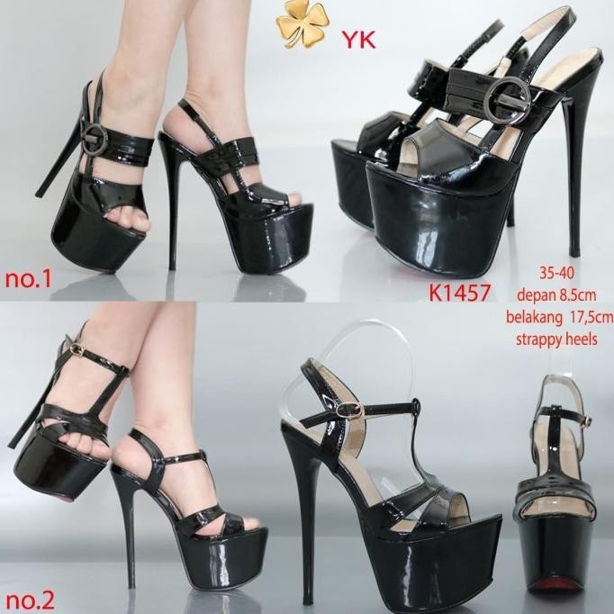 Ykshoes 1457 Heels 17Cm Strappy Hak Tali Tinggi Stiletto Highheels Glo