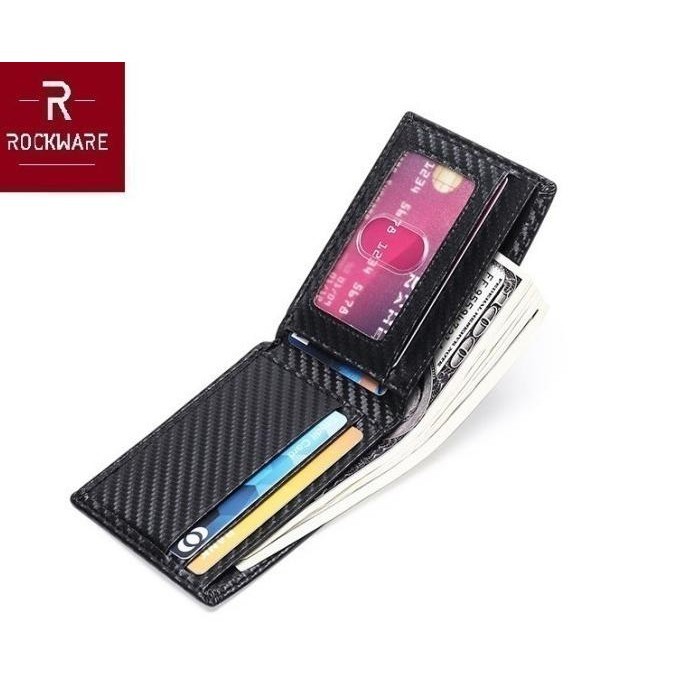Rockware Dompet Pria Bifold Carbon Fiber Wallet Rfid Blocking