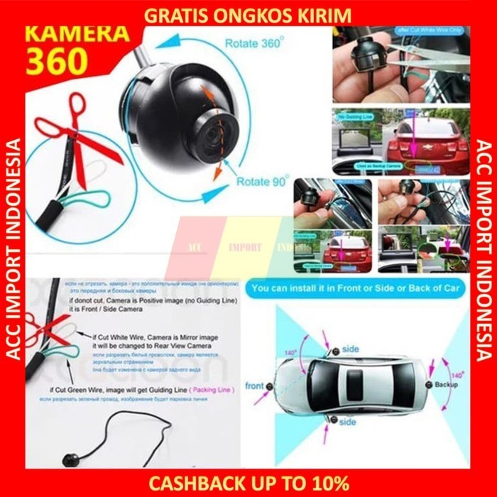 KAMERA MOBIL CAR CAMERA KAMERA SPION SAMPING DEPAN BELAKANG 360 CCD