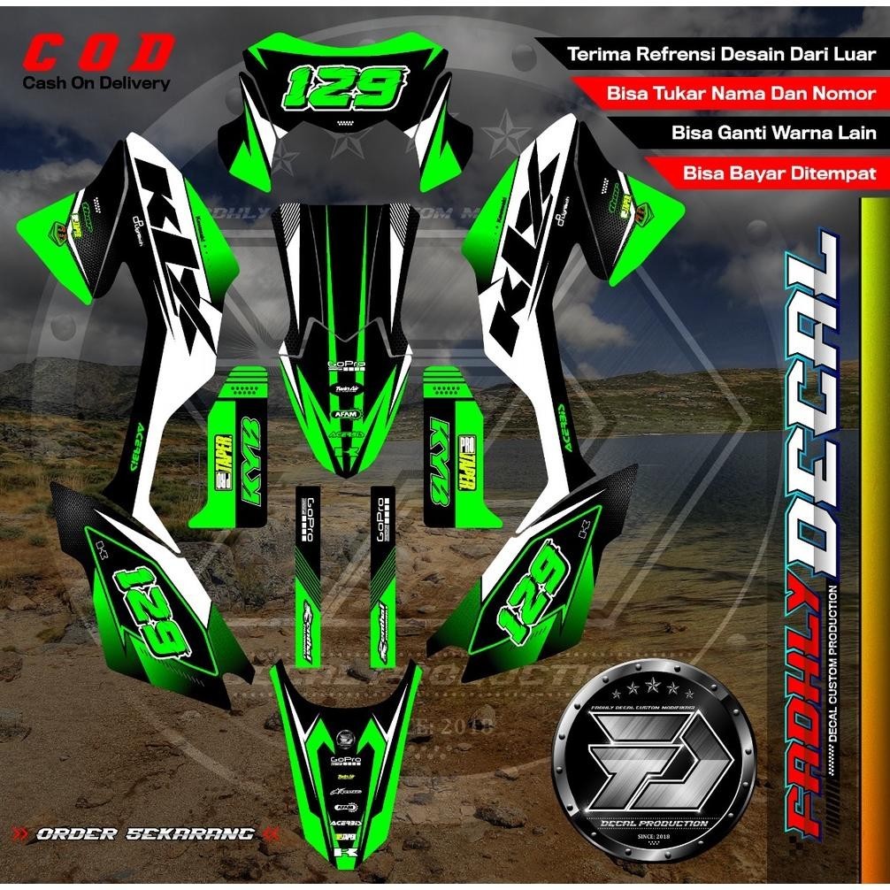 Barang Murah.Co Decal Klx Bf Fullbody Hijau Putih Hitam Keren Terlaris