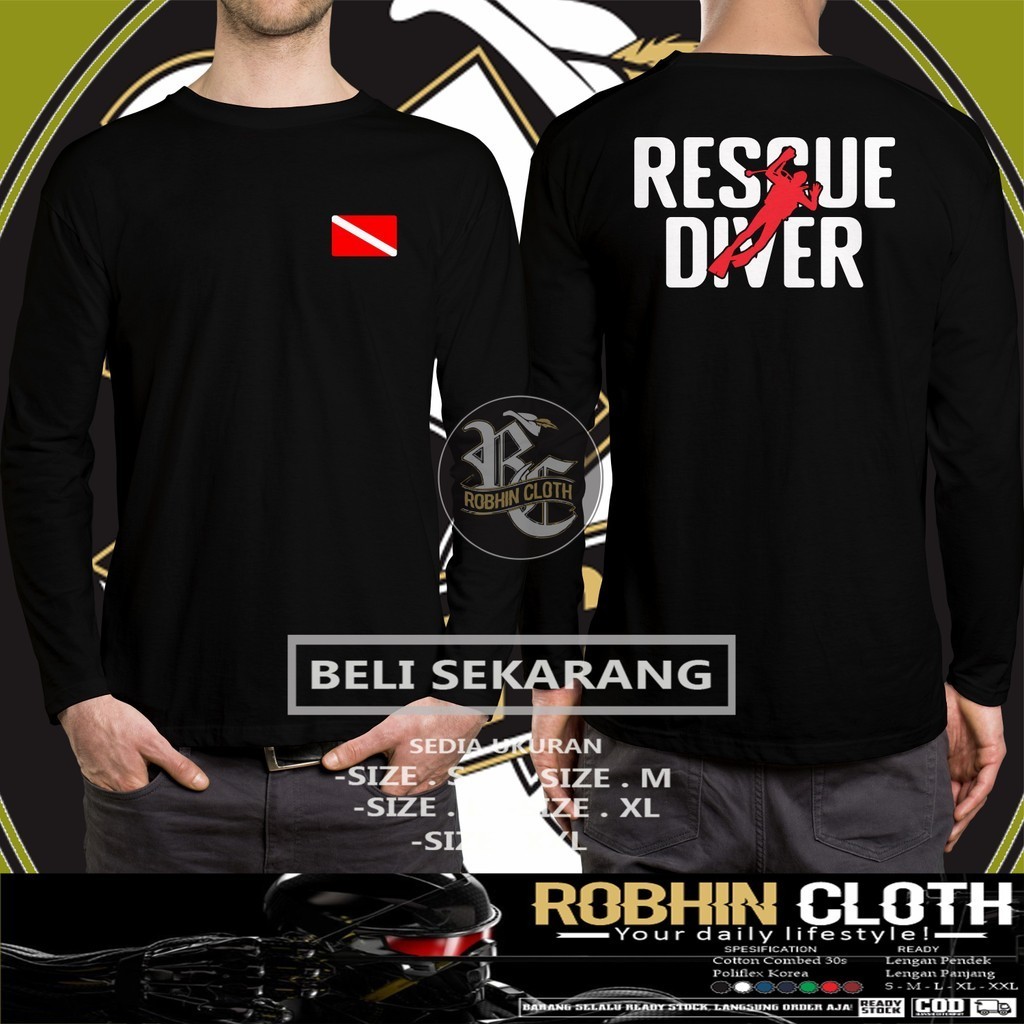 Kaos Baju Rescue Diver DB Lengan Panjang DB Kaos Distro