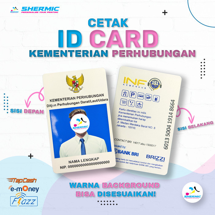 

BARANG TERLARIS Cetak Custom Print UV Desain ID CARD KEMENTRIAN PERHUBUNGAN Name Tag