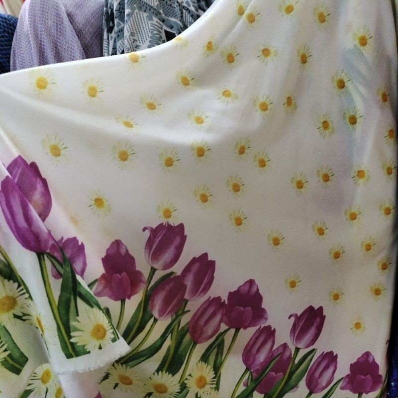 Kain organza motif bunga nv - bahan organza motif - kain terbaru