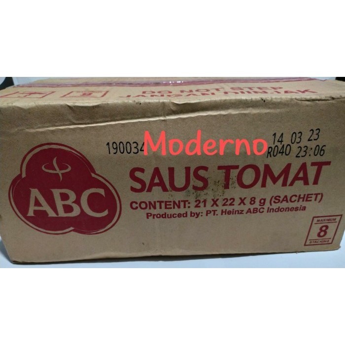 

Saus Tomat ABC Sachet 21 x 24 x 8gr Dus / Tomat ABC Bungkusan
