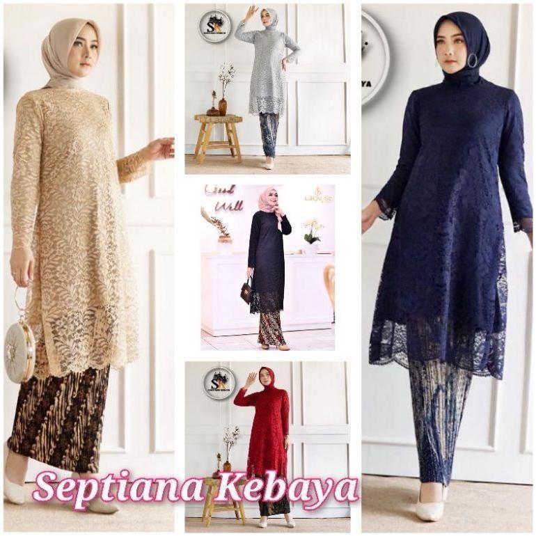 Set Kebaya Tunik Kurung - Kebaya Tunik Jumbo - Kebaya Modern Brokat /Kebaya Modern Jumbo/Kebaya Jumb