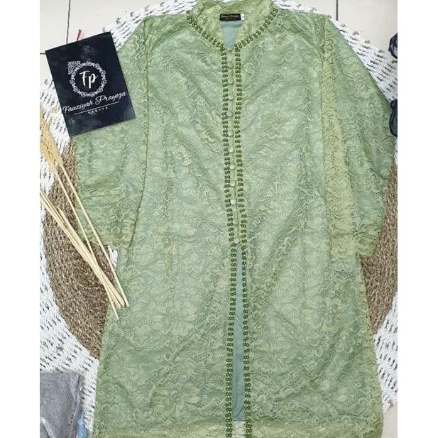 Harga Promo Atasan Kebaya Brukat Nazwa Payet Kebaya Ibu Besan Wisuda Seragaman Hijau Sage