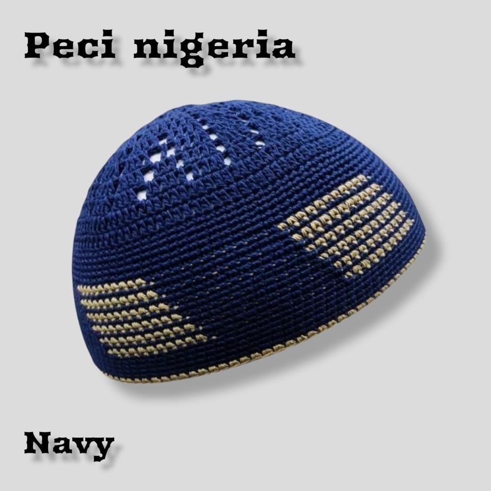 Peci Rajut Yaman Motif Nigeria / Peci Rajut Tebal / Peci Haji Umroh / Songkok Haji