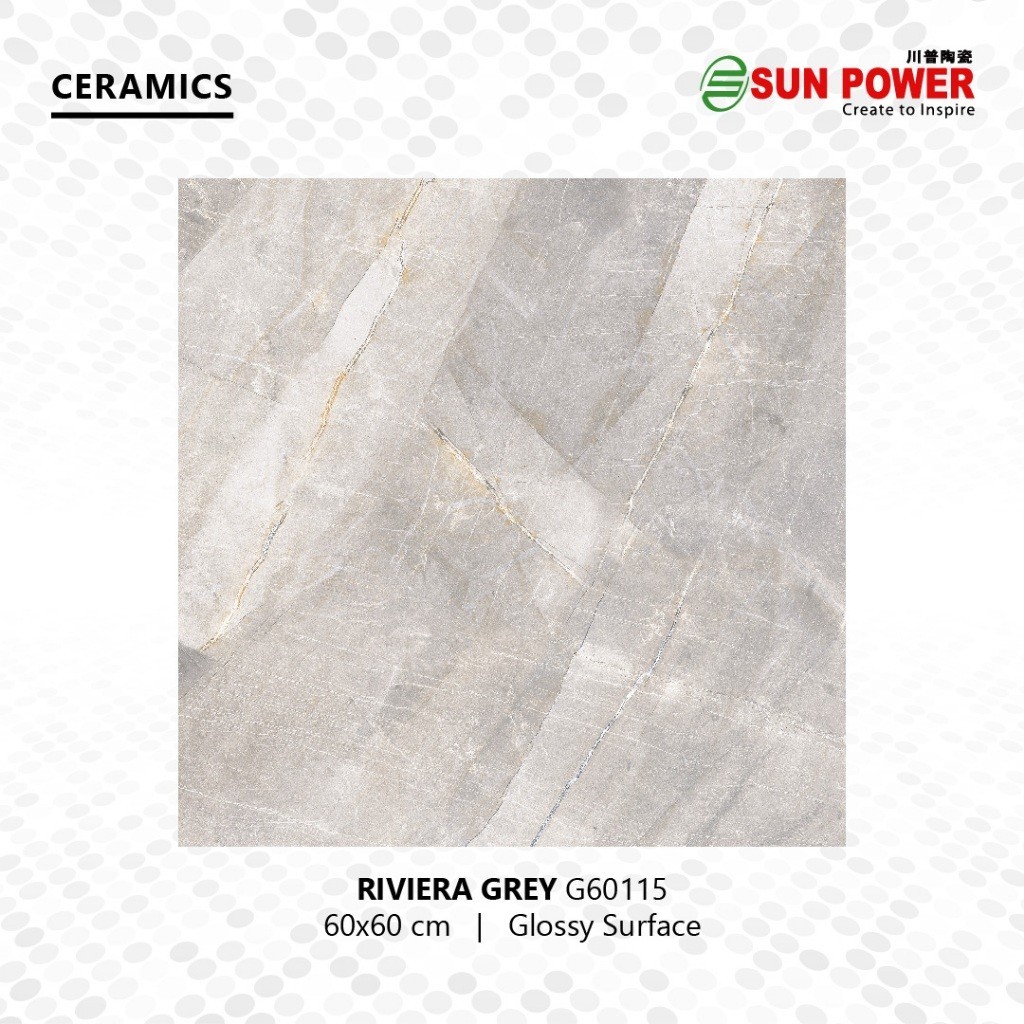 Keramik Lantai Body Putih Glossy - Riviera Series 60x60 Sun Power