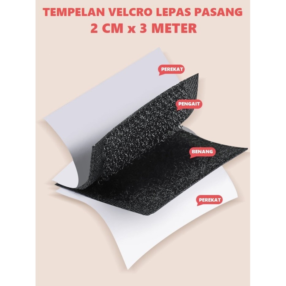 

Velcro Tempel Double Adhesive Tape 2 cm x 3 meter Lepas Pasang SALE