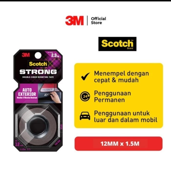 

Scotch 3M Auto Exterior Perekat Isolasi Mounting Tape 12mm x 1.5m MURAH