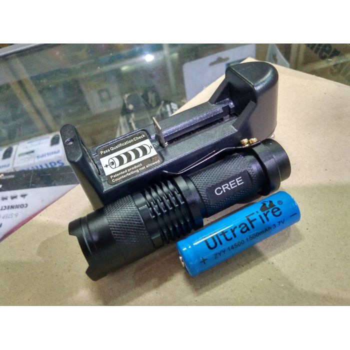 Senter Cree kecil Pocketman AA beserta charger