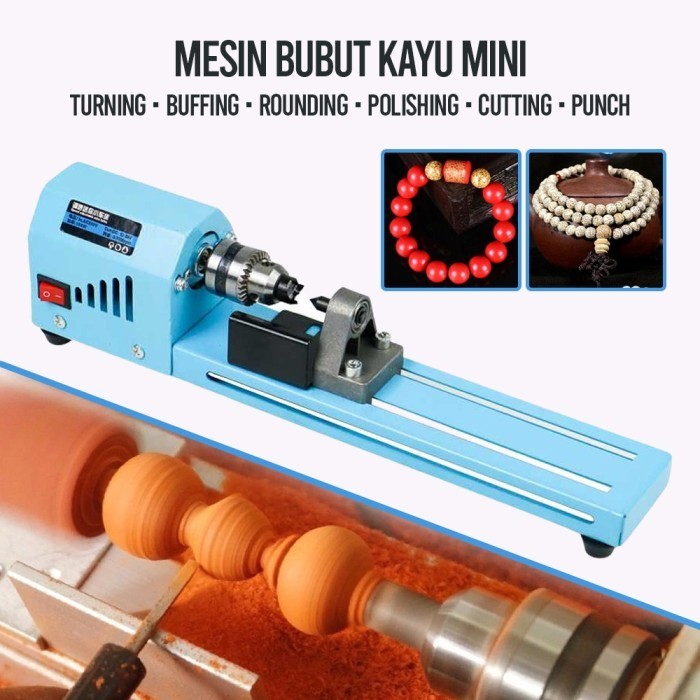 bagusbeli Mesin Bubut Kayu Mini Lathe Beads Grinding Polisher DIY Woodworking