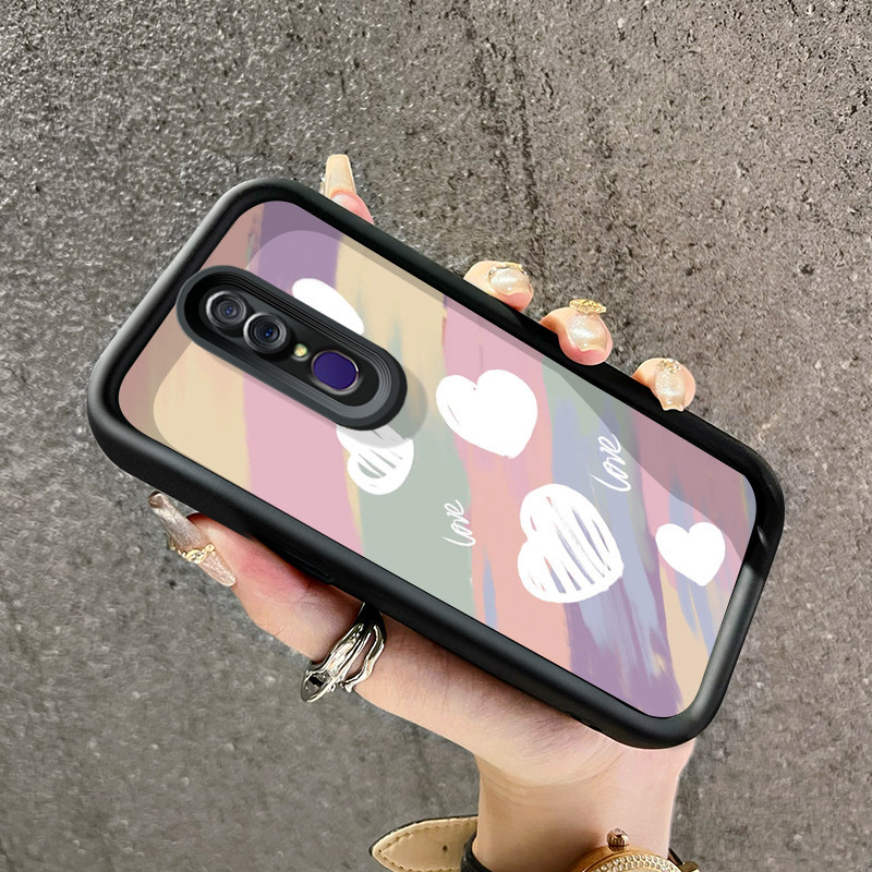 Casing Hp OPPO F11 OPPO A9 2019 OPPO A9x Case Warna hati merah muda dan ungu lucu Casing HP lembut g