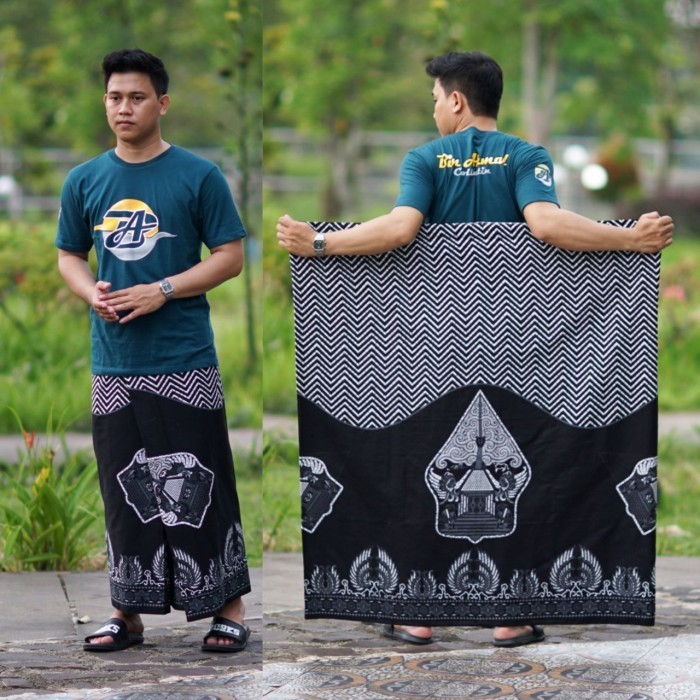 Promo sarung batik printing pekalongan pria dewasa motif wayang warna putih - Abu-abu, dewasa Murah 