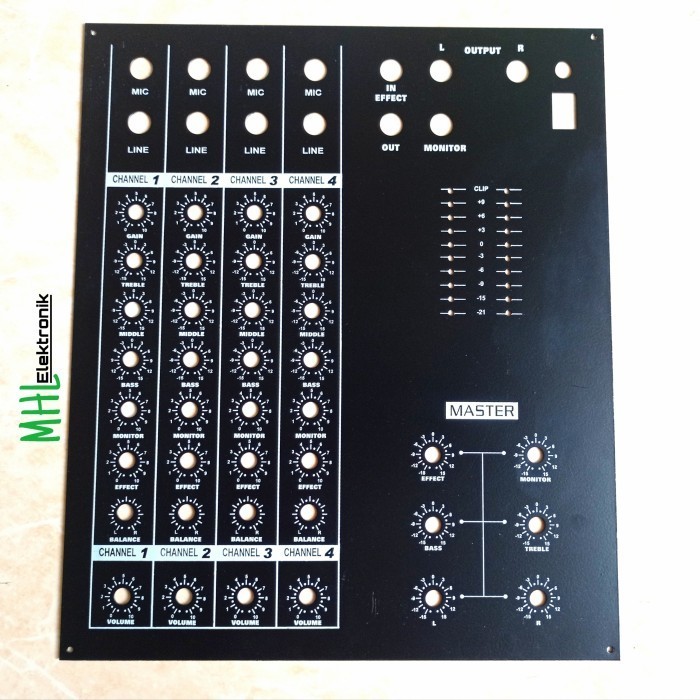 (MHL) Panel atas Audio Mixer 8 potentio 4 Channel