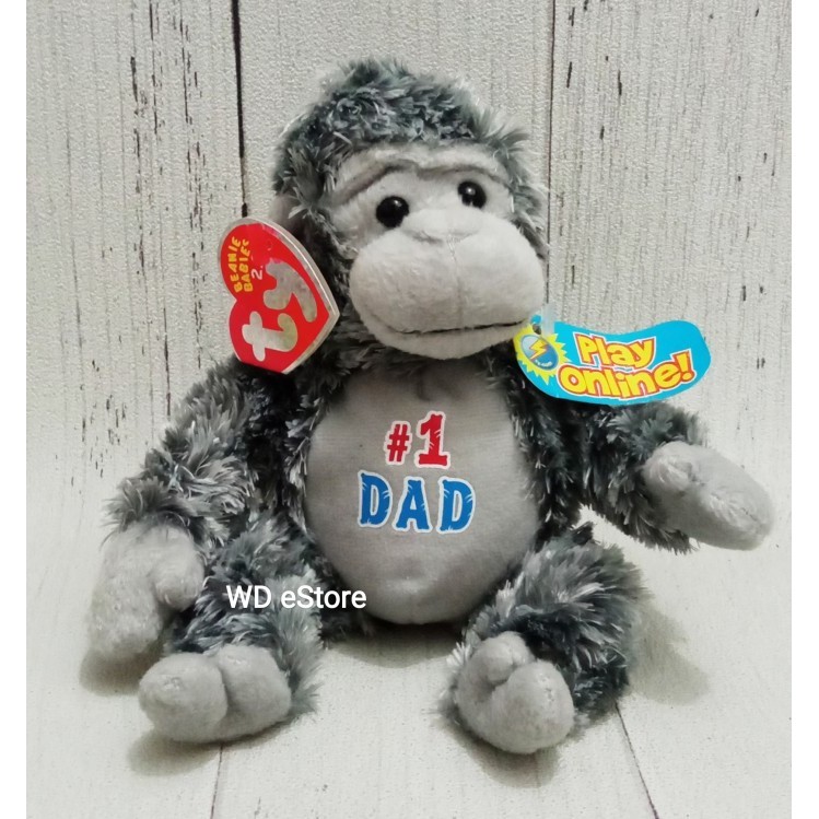 [WDE] Boneka Monyet Abu-Abu TY Beanie Baby 2.0, Pops