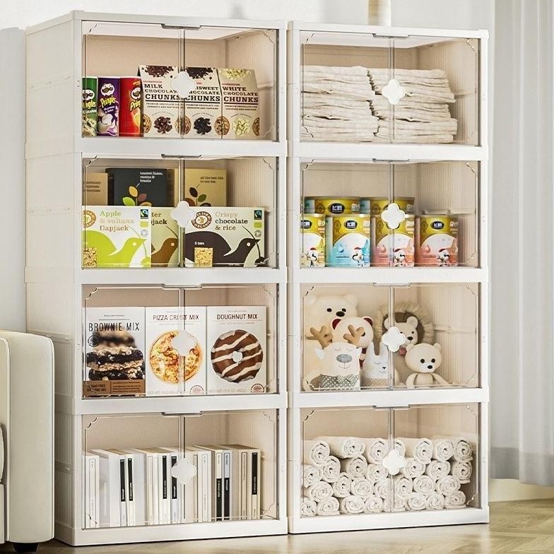 Lemari Lipat Plastik Kotak Penyimpanan Lipat 3/4/5 Susun Lemari Lipat Multifungsi Baju Kotak Sepatu 