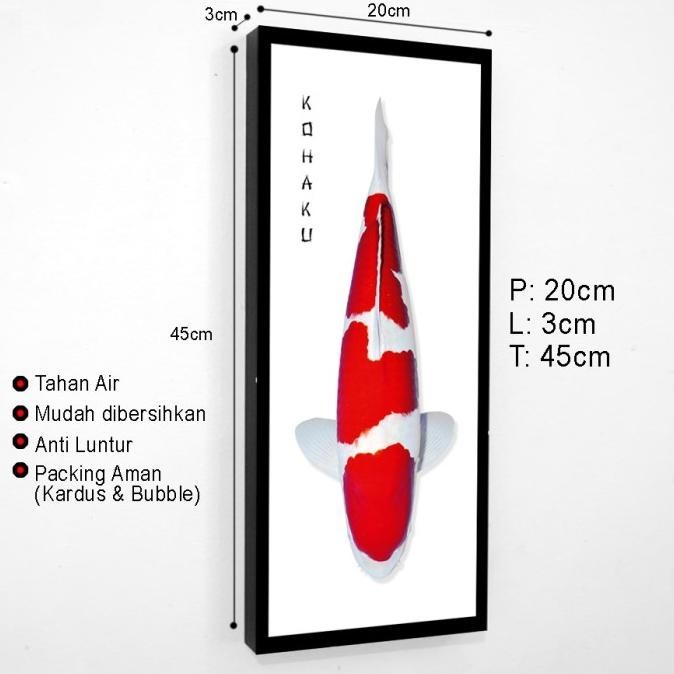 Hiasan Dinding Ikan Koi Lukisan Jepang Tancho Kohaku Maruten Goromo