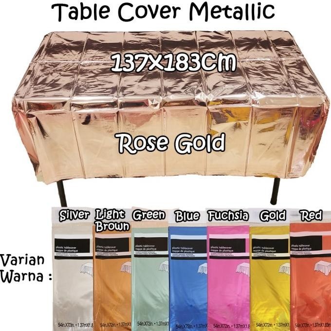 Table Cover Metallic / Taplak Meja Motif Metalik Polos