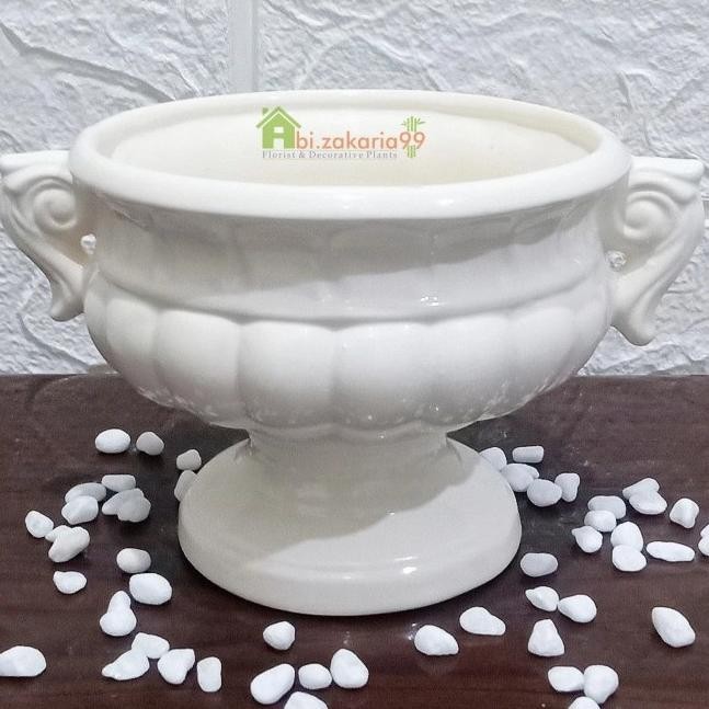 Vas Bunga/Pot Keramik Bambu Hoki