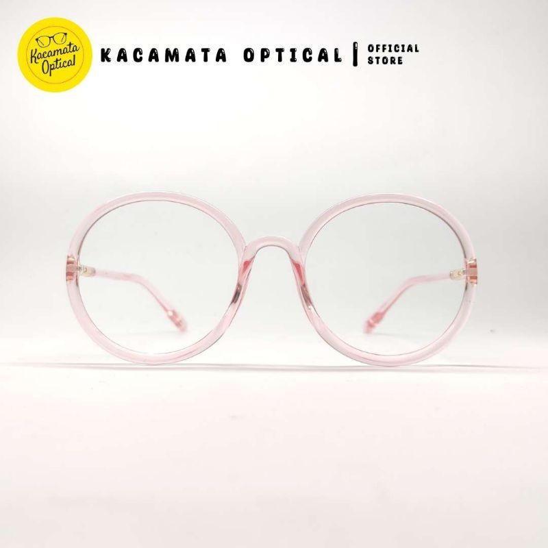 KACAMATA OPTICAL - Frame KMO60140 Bulat Bening Pink Plastik Besi