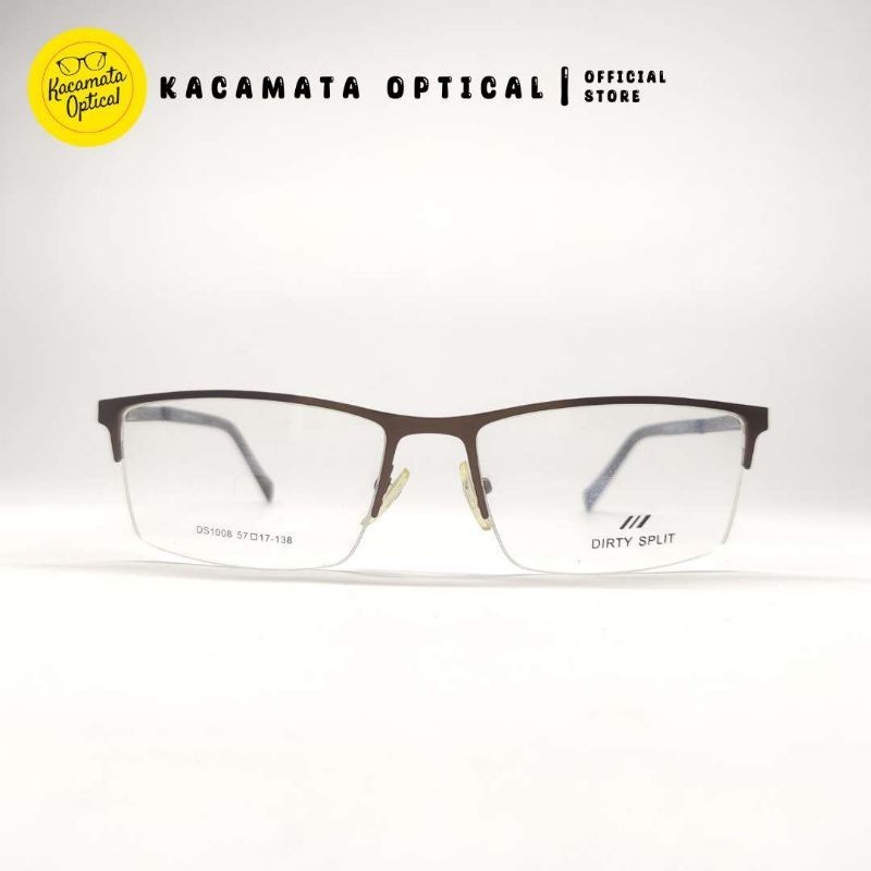 KACAMATA OPTICAL - Frame KMO1008 Half Frame Coklat Besi Plastik