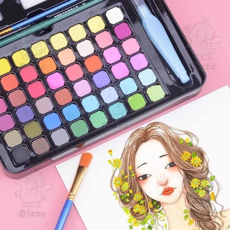 

COD BIAZE 36/48 Watercolor Paint Set Warna Solid Alat Cat Air (Termasuk Kuas dan Kertas Gambara) VD08