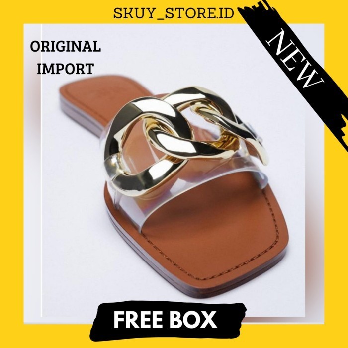Sandal Wanita Zara Chain Flats Original Branded Store Terbaru Fr369
