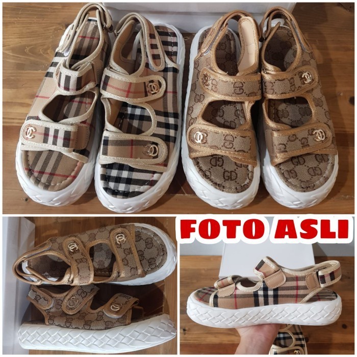 Sandal Gunung Wanita Korea Motif Bestseller Terbaru 3Cm Cantik Import