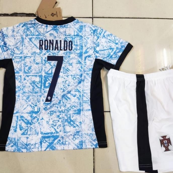Jersey Baju Bola Portugal Away Kids Anak 2024 + Ronaldo Grade Ori Veylineolive