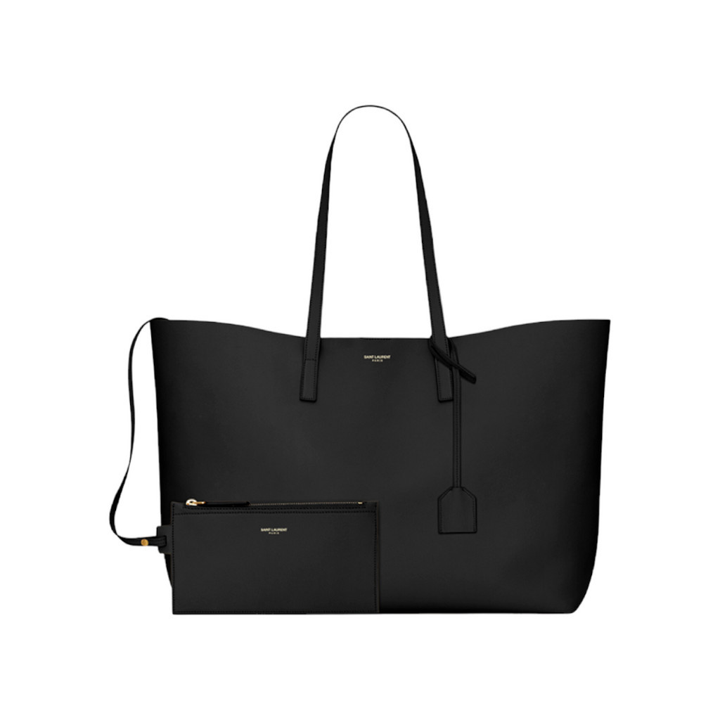 YVES SAINT LAURENT Unstructured Shopping Tote Bag in Black Supple Leather GHW