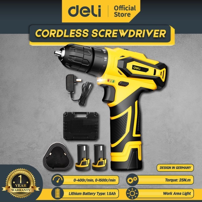 DELI MESIN BOR LISTRIK 12V SINGLE/DUAL BATTERY TANPA KABEL DL626X