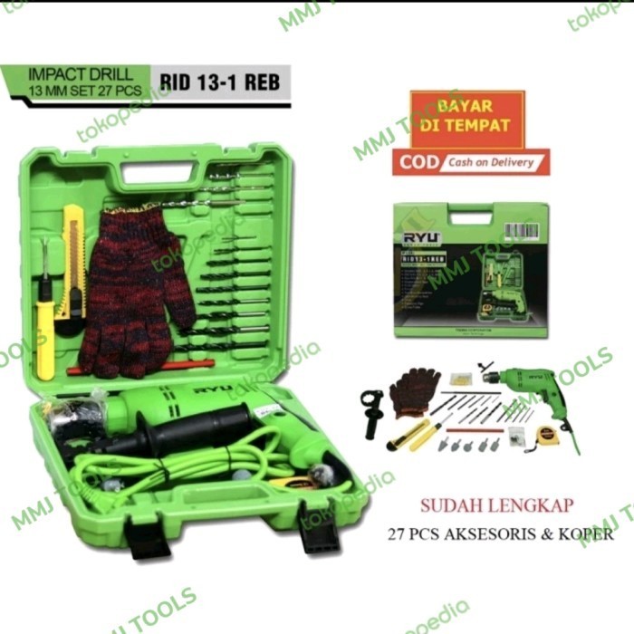 MESIN BOR RYU 13MM SET 27 PCS RID 13-1REB - MESIN BOR BOX RYU 13MM