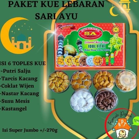 

Best Seller Paket Kue Kering Lebaran 6 Toples Sari Ayu Dan Sari Harum Berkualitas