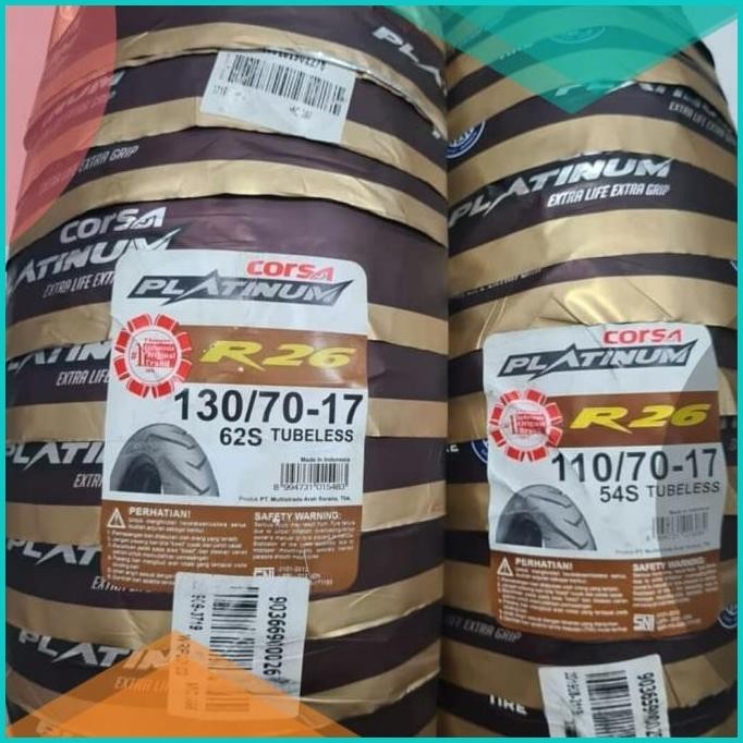 PAKETAN BAN LUAR CORSA PLATINUM R26 UK 110/70-17 DAN 130/70-17 TUBELES
