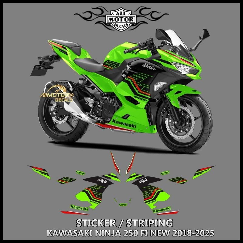 Stiker Kawasaki Ninja 250 Fi New Model Year 2023 / Striping Motor Ninja Fi 250 New Tahun 2018, 2019,