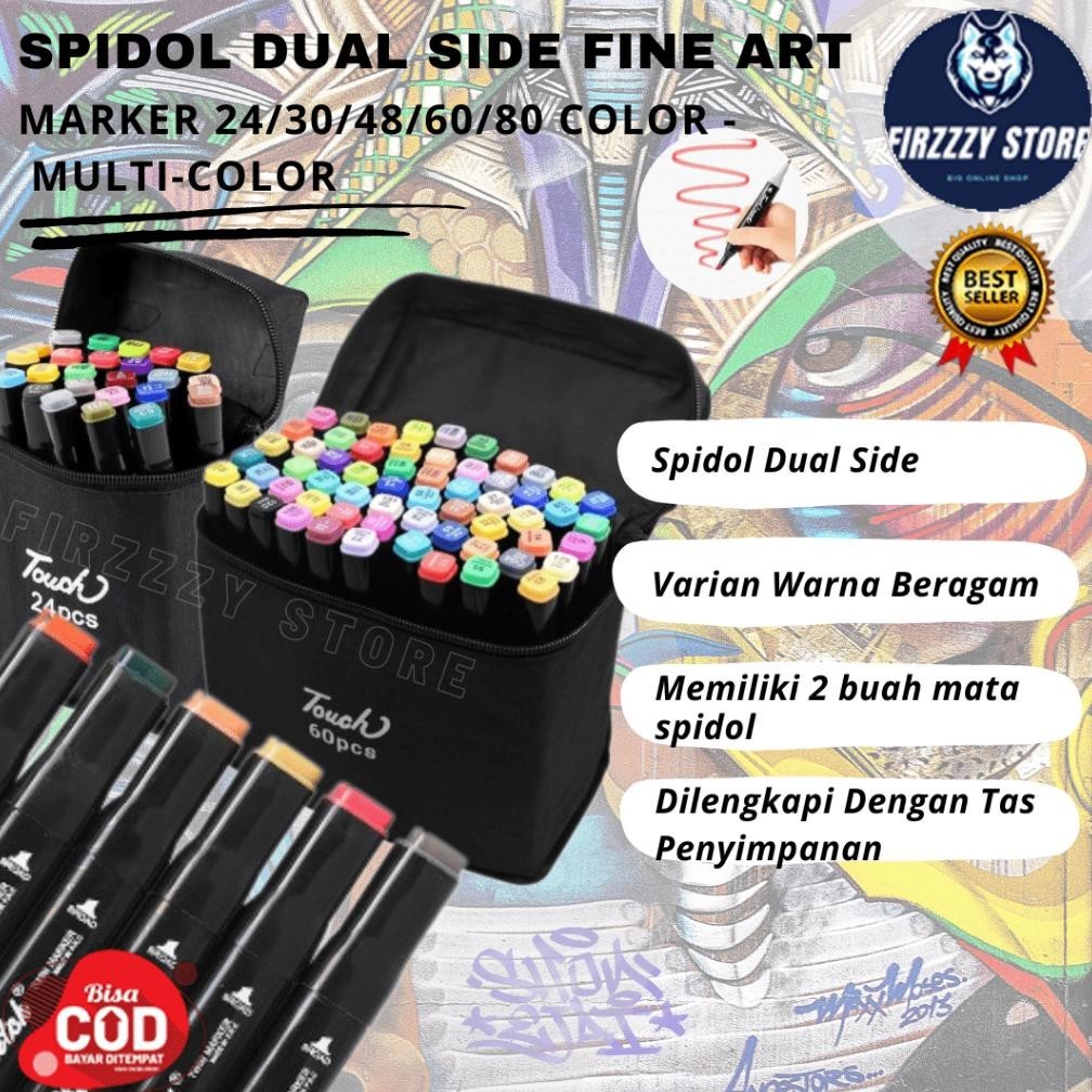 

ter-46 Spidol Warna Sketsa Dual Side Fine Art Marker Brush Pen Animation isi 12/24/30/48/60/80 Smooth Ink Multi Color Original