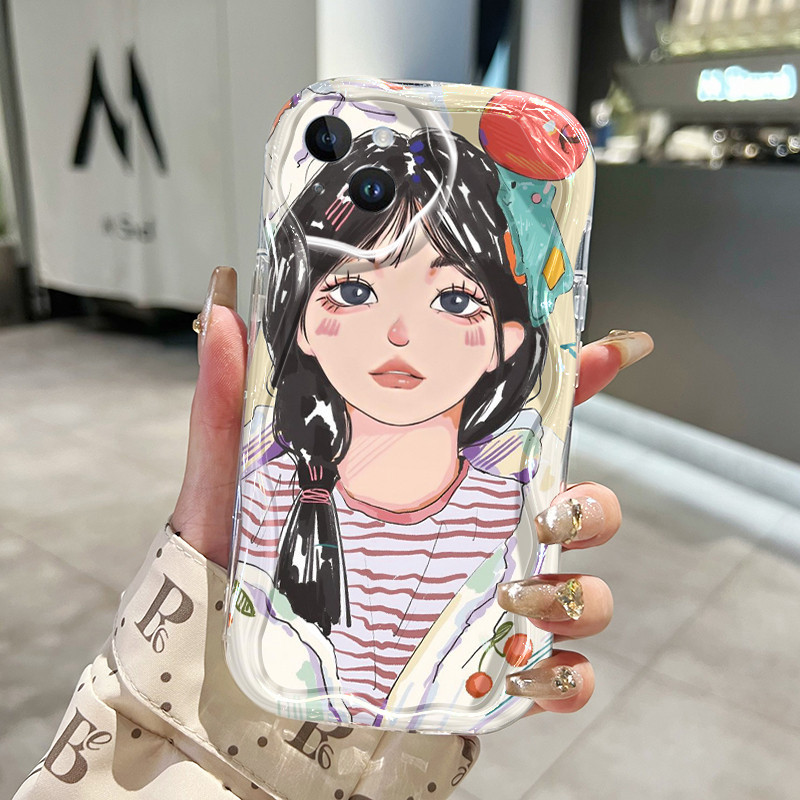 Casing Hp iPhone 14 Pro Max 14 Plus 13 Pro Max Case lembut Softcase sarung HP pola Korea perempuan K