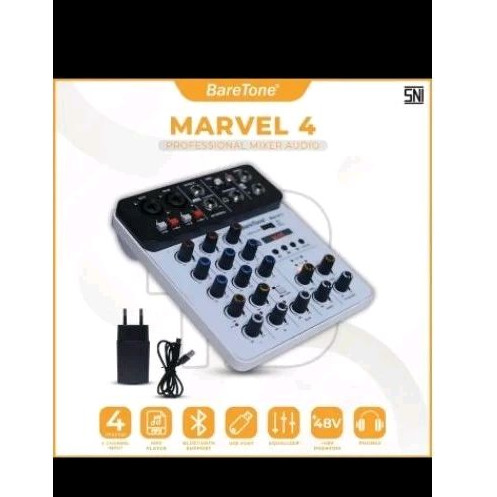 Mixer Audio Mini BareTone Marvel 4 Channel Original Mixer Audio USB Bluetooth