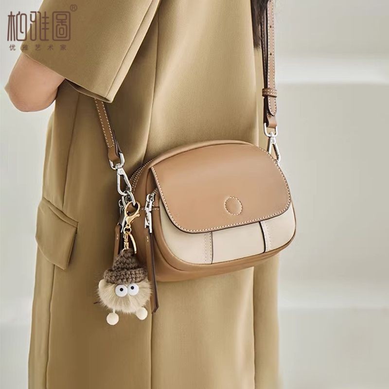 Boyatu Tas Selempang Wanita Desain Niche, Tas Bahu Mini Bulat Kecil Modis