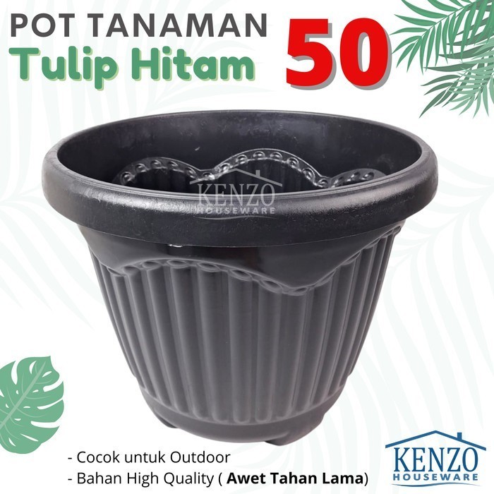 Pot Tulip Tanaman Pot Bunga Bulat Plastik Besar Hitam Jumbo 50 KARGO