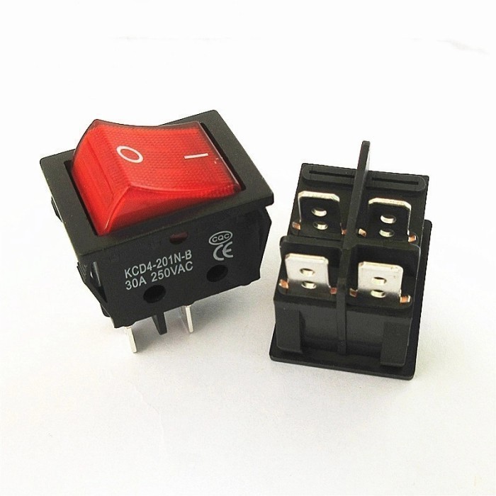 Saklar 4 Kaki On Off 30A Lampu Merah | Switch 4 pin - 30A Besar