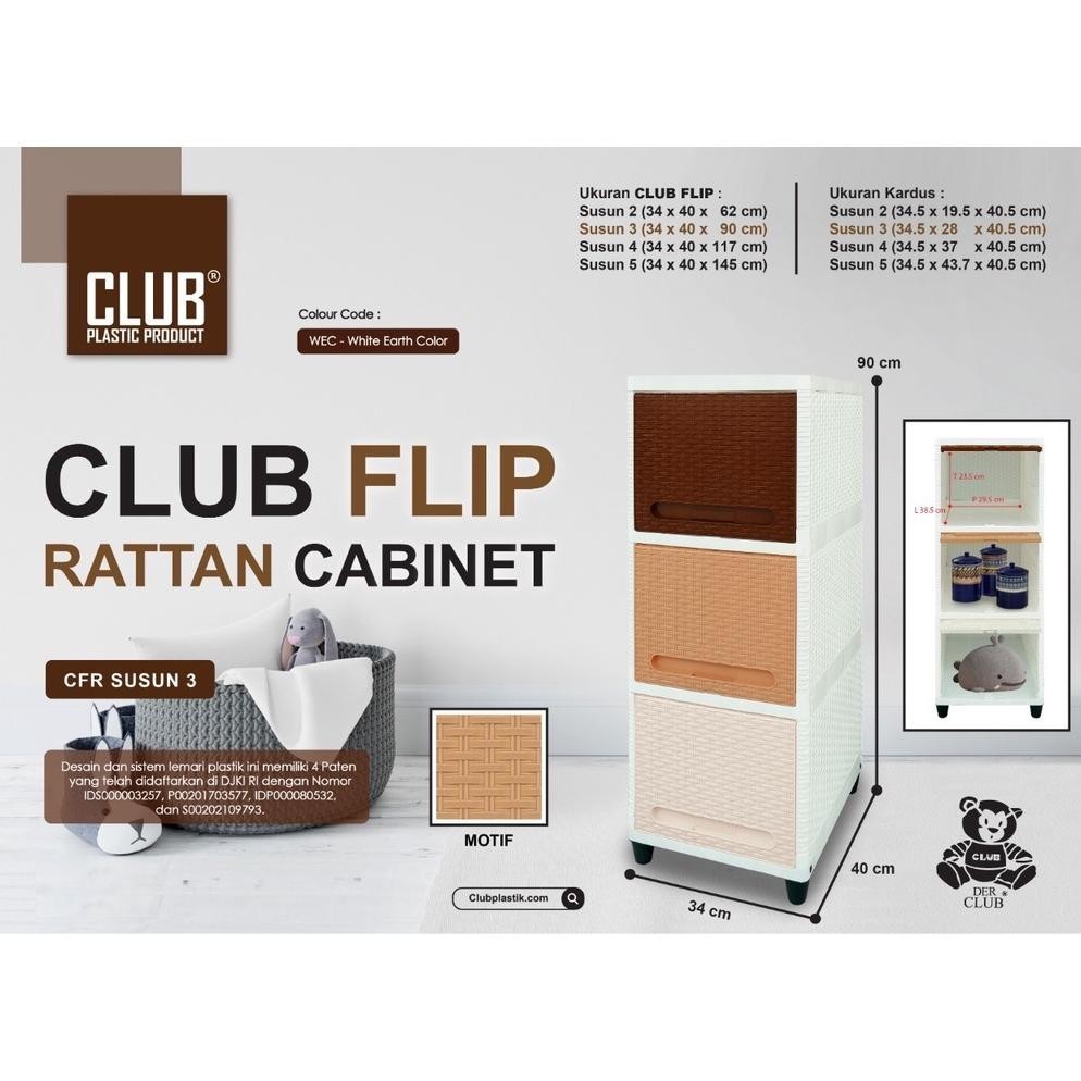 Lemari Plastik Club Cabinet Flip 3 SUSUN - WEC