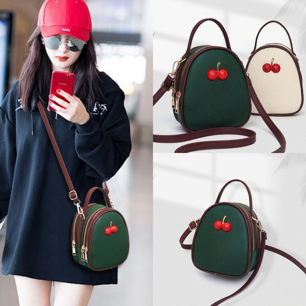 Tas Selempang Wanita Korea, Tas Bulat Kecil Sederhana Semua Cocok